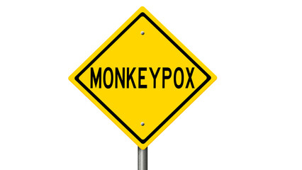 Yellow highway sign warning of monkeypox