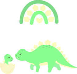 Illustrations of dinosaurs on a transparent background
