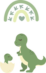 Illustrations of dinosaurs on a transparent background