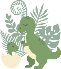 Illustrations of dinosaurs on a transparent background