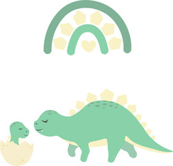 Illustrations of dinosaurs on a transparent background