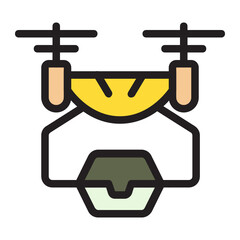 Drone food delivery , Food Delivery filled outline icon.