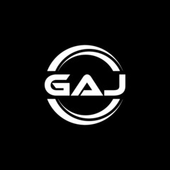 GAJ letter logo design with black background in illustrator, vector logo modern alphabet font overlap style. calligraphy designs for logo, Poster, Invitation, etc. - obrazy, fototapety, plakaty