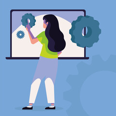 woman and setting gears