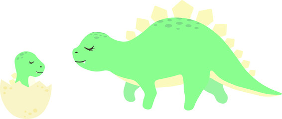 Dinosaur with a Child isolated Vector illustration on white background