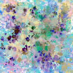 Abstract blurry painted pattern with multicolored spots, blots, smudges, strokes and stains