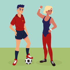athletic male and woman