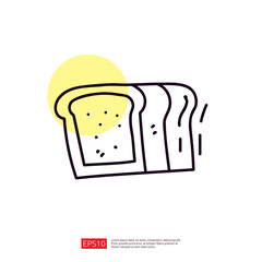 bread toast doodle line icon
