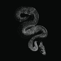 Banana Ball Python hand drawing vector illustration isolated on black background