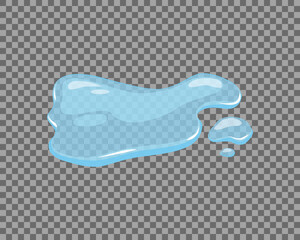 Water spill, puddle on a isolated transparent background. Blue autumn natural liquid on the ground. Clean water. Vector illustration. 