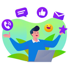 Happy customer feedback and rating with customer support via omnichannel CRM service. Digital call center and customer care for customer loyalty and satisfaction. 