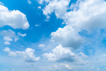 Naklejka na ściany i meble beautiful airatmosphere bright blue sky background abstract clear texture with white clouds.