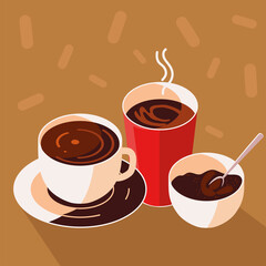 coffee cups and grains