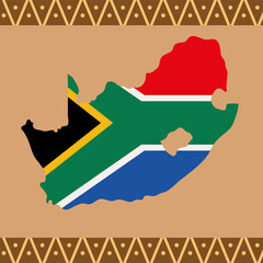 South Africa Map and Flag