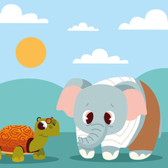 cartoon turtle and elephant