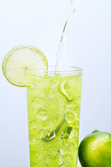 Glass with a fruit drink.