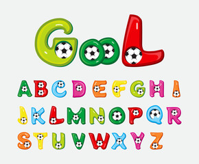 colorful football font and typography text effect.