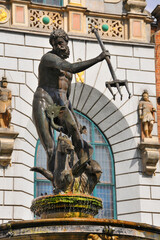 Obraz premium Neptune's Fountain - is a historic fountain in Gdansk, Pomeranian Voivodeship, Poland.