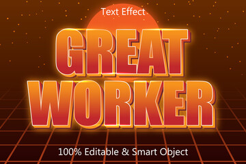 Great Worker Text Effect 3D Emboss Retro Style