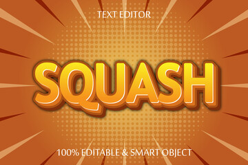 Squash editable Text effect 3 dimension emboss cartoon style