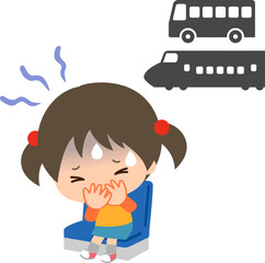 乗り物酔いしている女の子