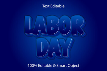 labor day editable text effect 3 dimension emboss cartoon style