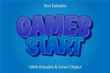 Games Start editable text effect 3 dimension emboss cartoon style
