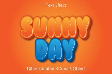 sunny day editable text effect 3 dimension emboss cartoon style