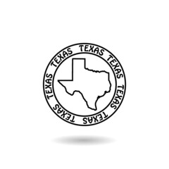 Texas map logo with shadow