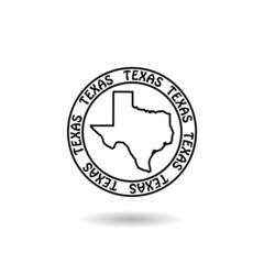 Texas map logo with shadow
