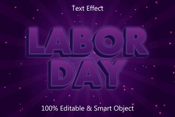labor day editable text effect 3 dimension emboss neon style