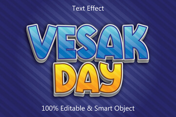Vesak day editable text effect 3 dimension emboss cartoon style