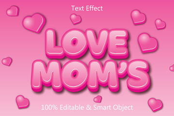 Love Mom Text Effect 3 dimension Emboss Modern Style