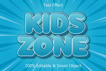 Kids Zone Text Effect 3 dimension Emboss Cartoon Style