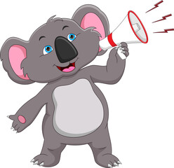 cartoon cute koala holding a megaphone © lawangdesign