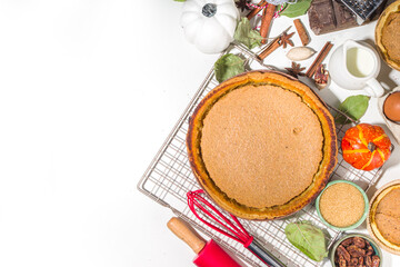 Autumn pie and cakes baking background