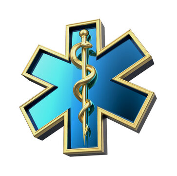Medical symbol of the Emergency - Star of Life. 3d illustration 