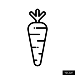 Carrot, Root vegetable vector icon in line style design for website design, app, UI, isolated on white background. Editable stroke. Vector illustration.