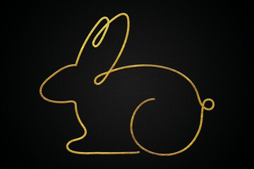 One line art golden rabbit