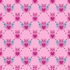 Kids seamless cartoon pigs pattern for fabrics and packaging and gifts and cards and linens and wrapping paper