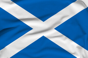 Scotland national flag, folds and hard shadows on the canvas