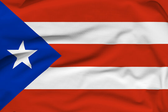 Puerto Rico national flag, folds and hard shadows on the canvas