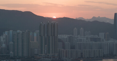Fototapeta premium Hong Kong city skyline sunset