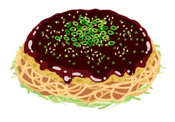 広島風お好み焼きのイラスト