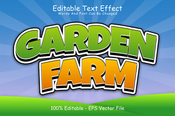 Garden Farm Editable Text Effect 3 Dimension Emboss Cartoon Style