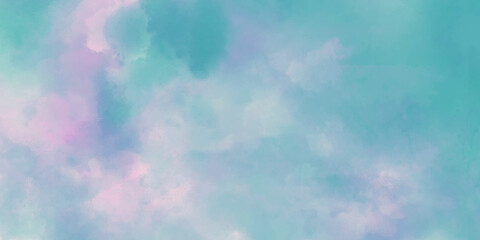Fototapeta na wymiar Abstract watercolor background with clouds sky. Soft focus Cloud sky rainbow pastel with colorful purple, yellow, blue fantasy paint cloudscape.