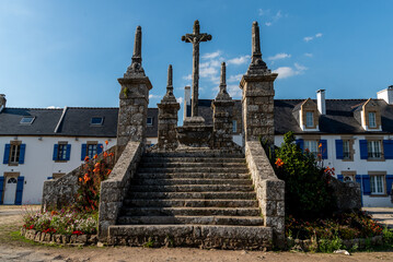 Calvaire of Saint-Cado. It is and old christian calvary with stone crosses int he island of...