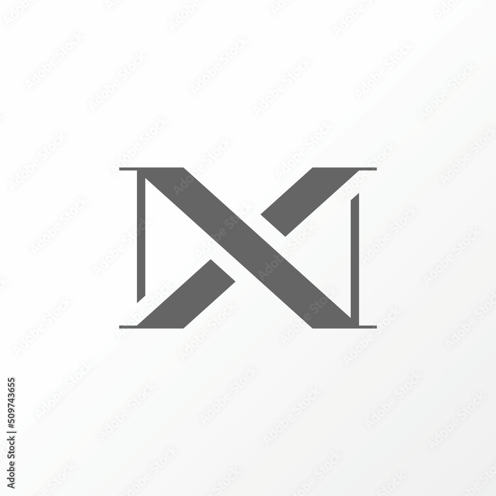 Poster Unique letter or word XN cut line thin serif font like pattern precision image graphic icon logo design abstract concept vector stock. Can be used as a symbol related to initial or monogram