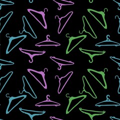 Cartoon seamless clothes hangers pattern for fabrics and wrapping paper and packaging and notebooks and shops and kids