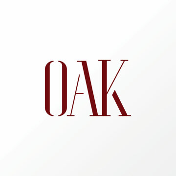 Unique and simple writing or word OAK cut thin serif font image graphic icon logo design abstract concept vector stock. Can be used as a symbol related to initial or monogram